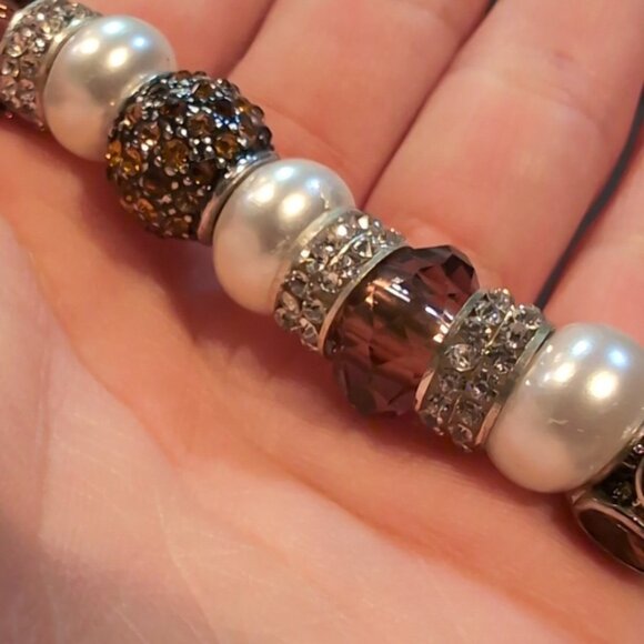 Bella Perlina Pandora Style Charm Bracelet Rhinestone Pearl Silver Customizable - Picture 12 of 12